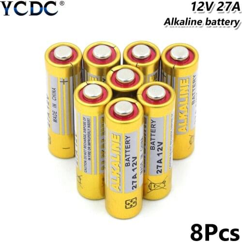 8pieces 27A A27 12 V Alkaline Dry Battery G27A MN27 MS27 GP27A A27 L828 V27GA Home Alarm System Security Device Dry Battery