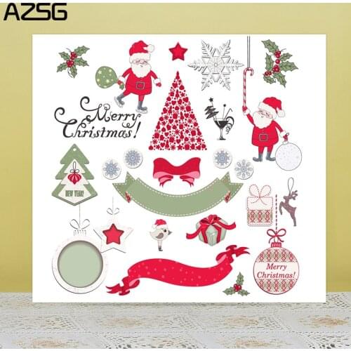 AZSG Christmas Santa Claus Gifts Snowflake Clear Stamps For DIY Scrapbooking/Card Making/Album Decorative Silicon Stamp Crafts