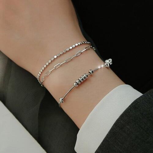 Transit Bead Chain Bracelets For Women White Gold Copper Material Simple Generous Personality Kpop Unisex Birthday Jewelry Gifts