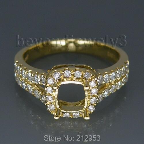 Ladies Ring Cushion 5.5mm Solid 18Kt Yellow Gold Natural Semi Mount Ring SR305A