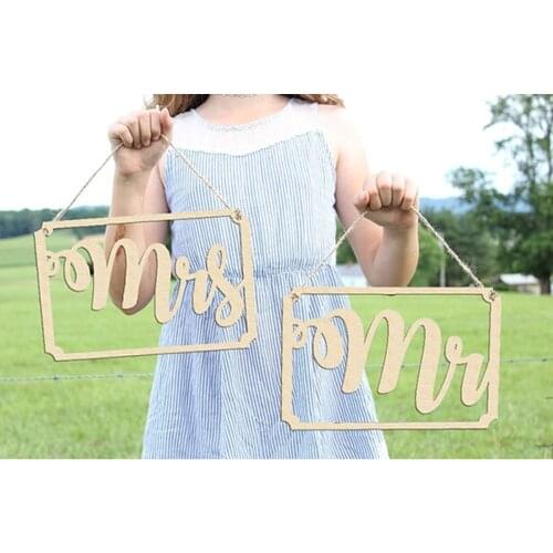 Wood Mr and Mrs Sign for Wedding Party Decoration Wedding Chair Sign Photo Props 2pcs/lot free shipping