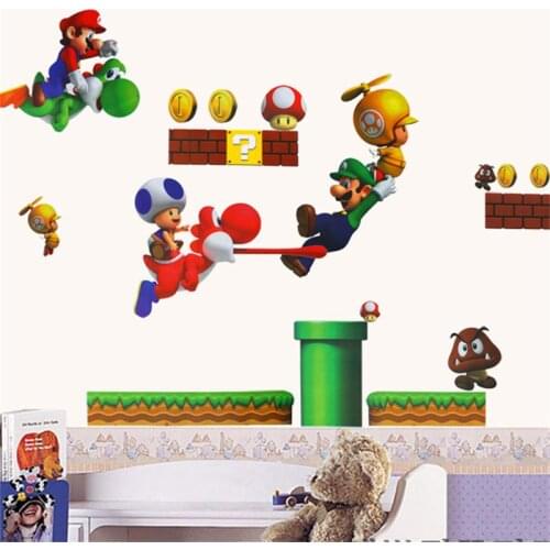 Childhood super mario wall sticker for kids room decorative children playroom home decor decal stickers mural art