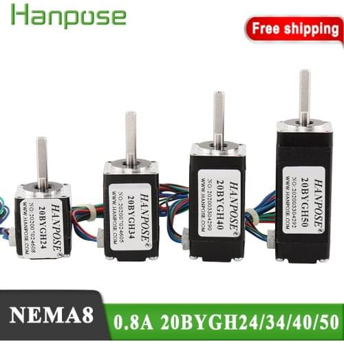Free shipping Nema 8 Stepper Motor 20BYGH24/34/40 0.8A 12mN.m 24mm 20 Series motor For game machines accessories