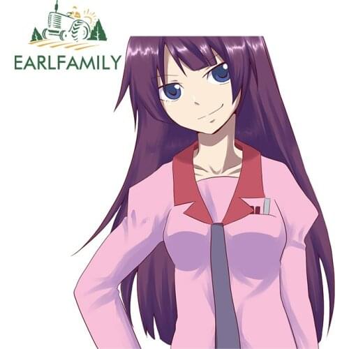EARLFAMILY 13cm x 11.4cm for Bakemonogatari Senjougahara Car Sticker Windshield Decal RV Scratch-Proof Laptop Vinyl Car Wrap