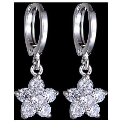Elegant Classic Crystal Zircon Plum Blossom Flowers Drop Earrings For Women