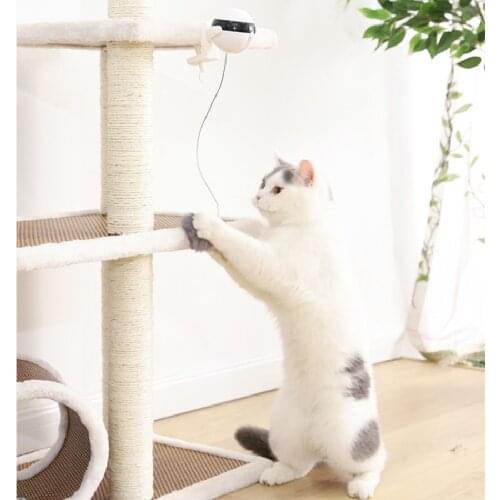 Electric Automatic Lifting Cat Ball Toy Interactive Puzzle Smart Pet Cat Ball Teaser Toys Spring Rod Yo-Yo Lifting Ball Pet Toys