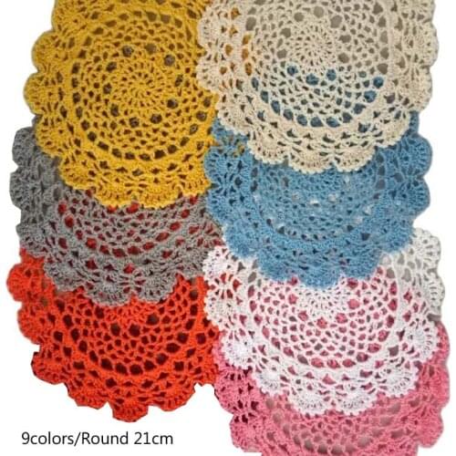 Hot sale lace cotton placemat cup dining coaster mug kitchen Christmas table place mat cloth Crochet tea coffee doily felt pad