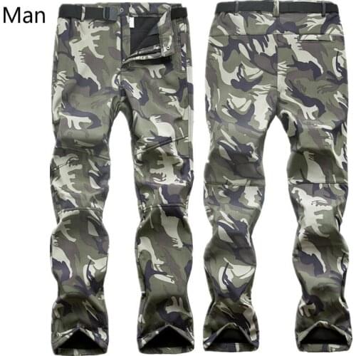 Lovers camouflage, soft shell, hot pants, warm pants, mens ski pants, warm clothing, windproof mountaineering trousers