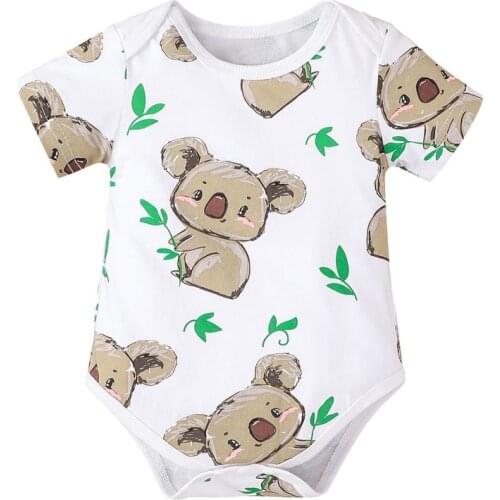 Infant Baby Girls Boy Short Sleeve Cartoon Print Rompers Kids Bodysuit Jumpsuit Newborn Clothes 0-18M