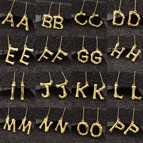 Hot Sale New Fashion Trend Earrings Brincos Stereo Simple Metal 26 Letter Shape Earrings For Women Gift
