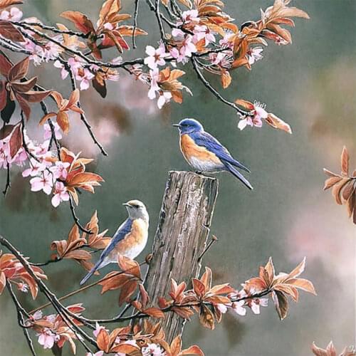 Lovebirds Prunus Cerasifera Diamond Painting Round Full Drill Animal Bird Nouveaute DIY Mosaic Embroidery 5D Cross Stitch Gifts
