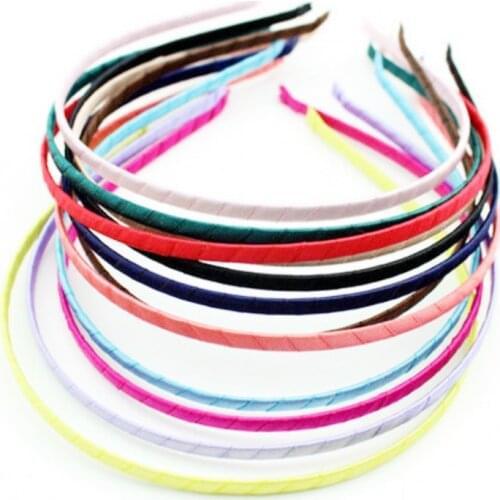 Free Shipping 60pcs/lot 5 mm Colored Ribbon Covered Metal Hard Hairbands Girls Boutique Headbands,kids Hair Accessories