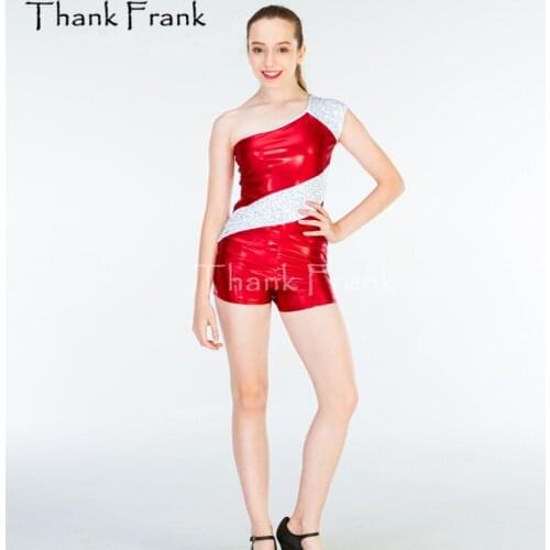 Metallic Sequin Dance Costumes With An Attached Shorty Unitard Jazz Modern Dancewear C373