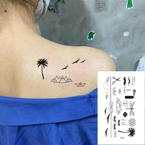 Cute Swallow Bird Feather Temporary Stickers Dragonfly Bird Scissors Water Transfer Tattoo Women Body Chest Arm Art Tattoo Kids