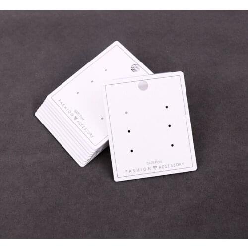 Fashion 5x6cm 500pcs/lot White Paper Earring Cards Jewelry PVC Displays Organizer Tags Stud Earrings Holder Card