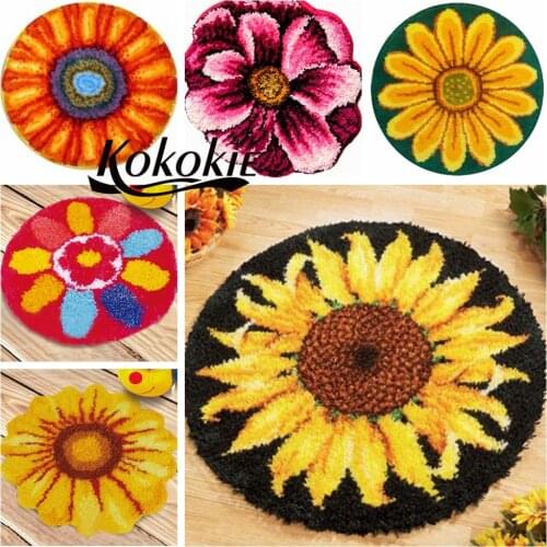 Latch hook rug kits carpet tapestry kits sun flower printed canvas accessories 3d carpet needle for carpet Foamiran for crafts