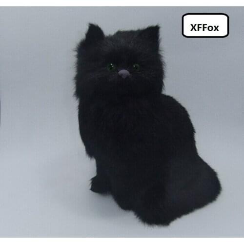 New real life black cat model plastic&furs simulation sitting cat doll gift about 22x16cm xf1329