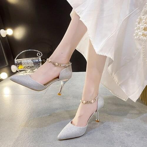 2021 New Elegant pointed High-heeled Party footwear Temperament Females Fashion Celebrities Allstar Shoes