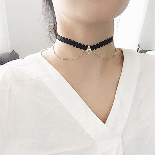 Punk Wave Double Layer Black Velvet Chokers Fashion Geometric Crystal Pendants Necklaces For Women Party Jewelry Gift