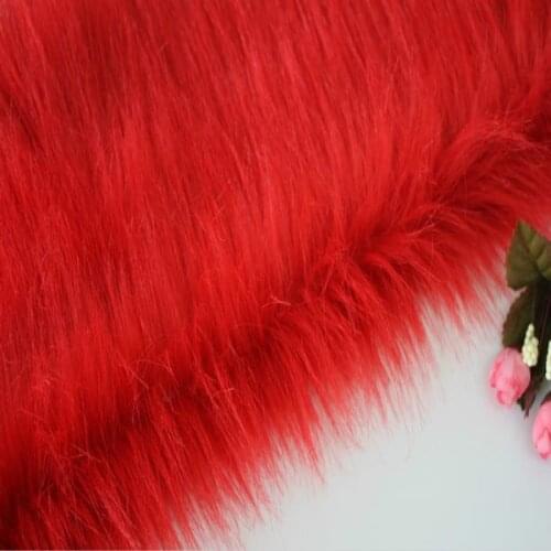 9cm Red Fur Plush Fabric For Cosplay props counter table cloth shop decoration soft fur fabric Materials 0.5X1.5M