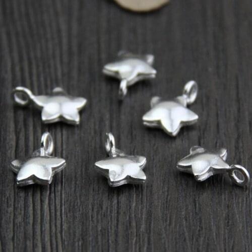 3pcs Handmade Thailand 925 Silver Star Charm Solid 925 Sterling Small Pendant Vintage Silver DIY Jewelry Mini Star Pendant