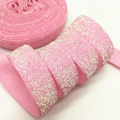 5Yards 5/8" 38colors Shiny Rainbow Glitter Fold Over Ribbon FOE for DIY Apparel Sewing Elastic Band for Arts,Crafts & Sewing