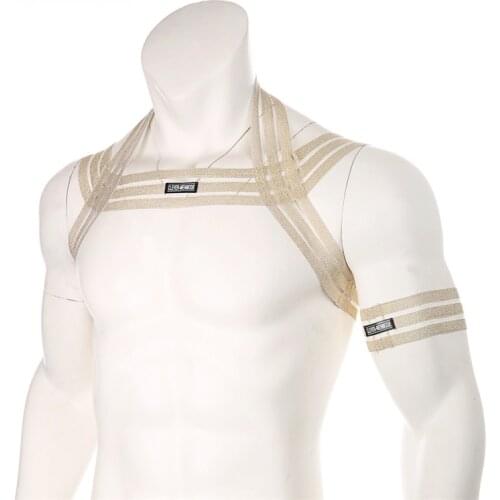 Sexy Elastic Tops Harness Fetish Men Shoulder Bondage Body Chest Harness Strap Erotic Costume for BDSM Sex Lingerie