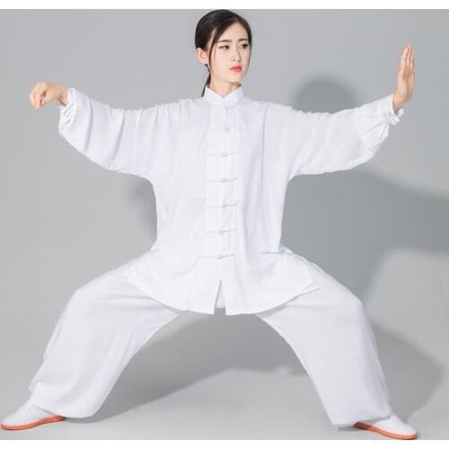 USHINE Unisex Traditional Chinese Clothing 6 Colors Long Sleeve Wushu TaiChi KungFu Uniform Tai Chi Uniforms Exercise Clothing