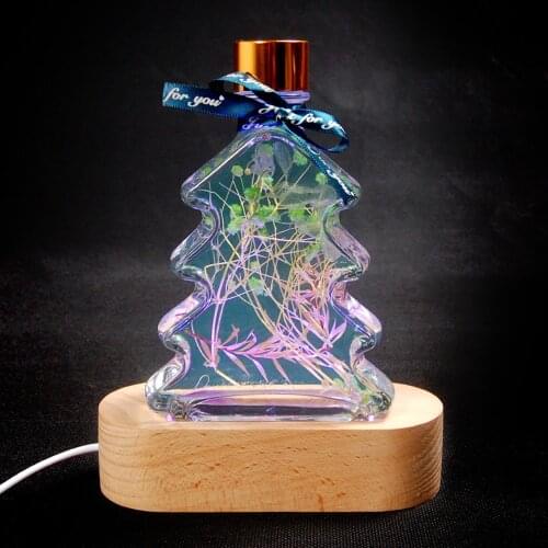 Solid Wood Night Light Base Glowing Bottle Desk Decoration Valentines Day Gift Bedroom Night Lamp for Kids Fancy Lighting Gifts