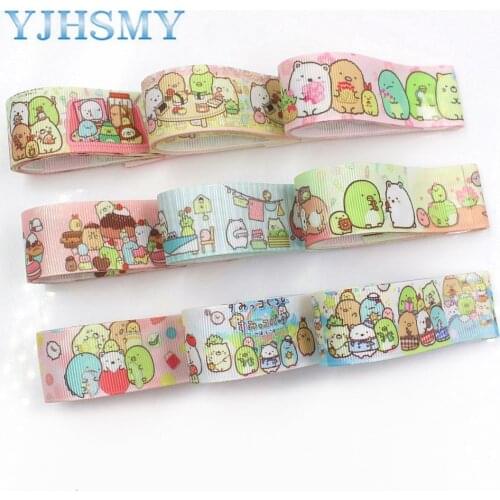 YJHSMY I-19518-1239,25mm 10yards Cartoon Thermal transfer Printed grosgrain Ribbons,bow cap DIY handmade accessories decoration