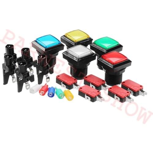 Factory price 20PCS 33mm square game machine push button arcade LED momentary push button illuminated push button for JAMMA