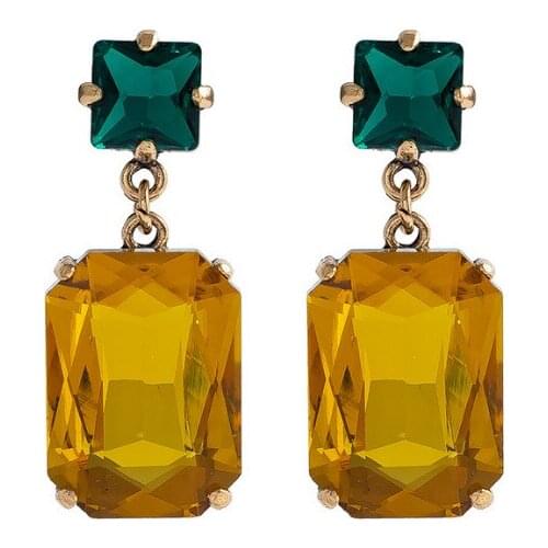 New Style Crystal Earrings for Women Vintage Retro Fashion Chunky Square Pendant Drop Stud Earrings Jewelry Wholesale