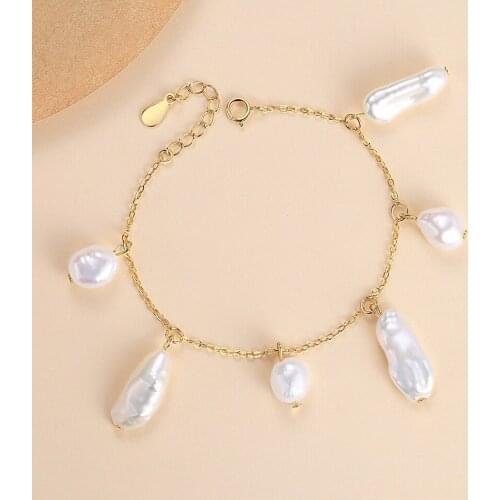 ELESHE Wholesale 925 Sterling Silver Chain Bracelet 18K Gold Plated Dainty Natural Bracelet For Woman Party Engagement Jewelry