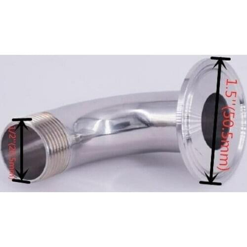 1.5" Tri Clamp 1/2" BSPT Male 90℃ Elbow 304Stainless Steel Sanitary Pipe Fitting