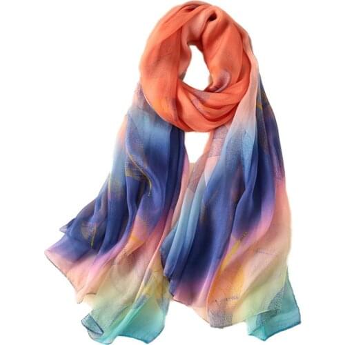 100% Silk Long Scarf Capes Womens Sunscreen Shawl Wraps Ultrathin Transparent Breathable 175*105CM