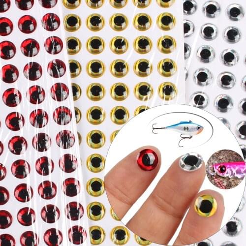 100pcs/lot Fishing Lure Eyes 3D High Simulaiton Fish Eyes DIY Artificial Fly eyes 4mm-8mm