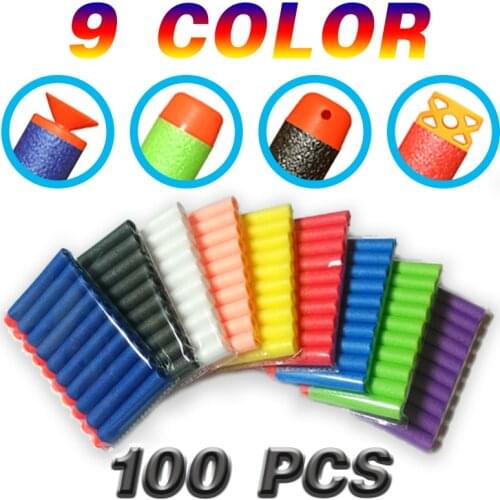 100pcs 7.2cm Hollow Hole Head Foam Soft Bullets Toy Gun Darts for Nerf N-strike Elite Series Refill Universal Blasters HongC