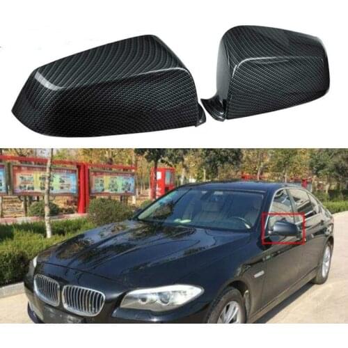 2PCS Car Auto Carbon Fiber Side Mirror Covers Caps Side Rearview Covers Set Fit for BMW E60 F10 5 Series 2008-2013