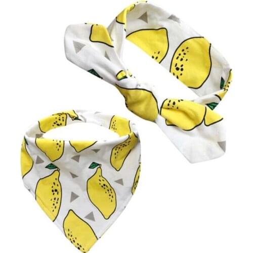 2Pcs Baby Headband Tassel Saliva Towel Floral Print Newborn Double Side Bibs Boys Girls Bandana Burp Cloths Feeding Smock Stuff