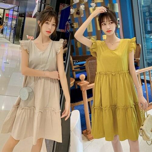 2021 Pregnant Women Dresses Summer Maternity Blouse Dress Sexy Pure Color Cake Skirt Dress Mum Pregnancy Female Clothing