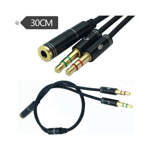 3.5mm 1/8" female to 2 3.5mm male input TRS Stereo Audio Adapter splitter cable 0.25M