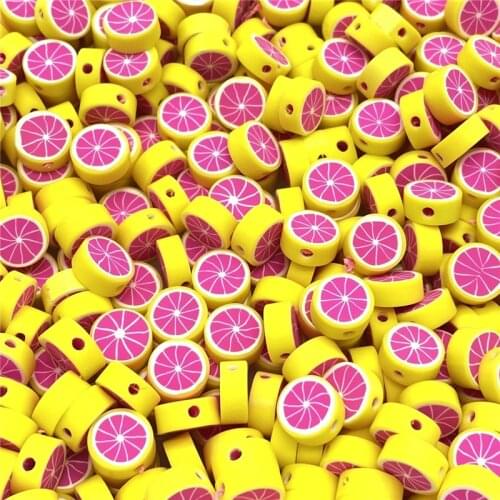 30pcs/lot 10mm Grapefruit Beads Polymer Clay Beads Polymer Clay Spacer Beads For Jewelry Making DIY Bracelet necklace #15
