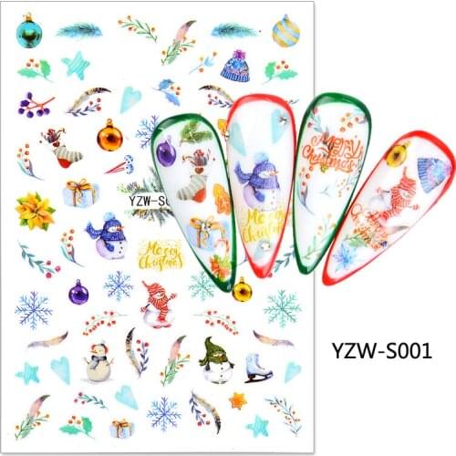 3D Christmas Sticker for Nails Christmas tree Bell Snowflake Sliders Design Decals Manicure Nail Art Decor