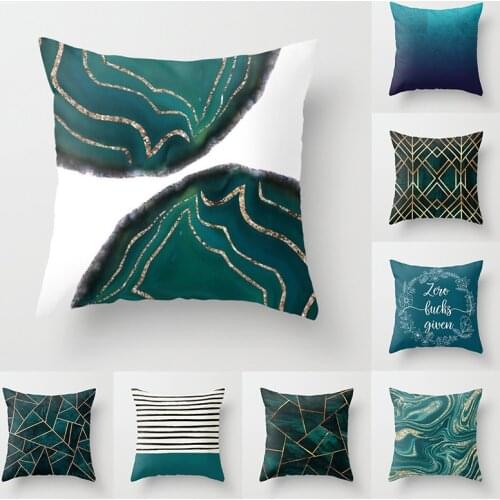 45*45CM INS Nordic Simple Geometric Pillow Case Blue Green Short Plush Sofa Seat Soft Cushion Cover Home Decorative Pillow Cover