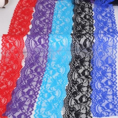 5yard Elastic Lace Ribbon 5.5cm Embroidered Lace Trim Fabric For Clothes Decoration Garment DIY Apparel Accessories