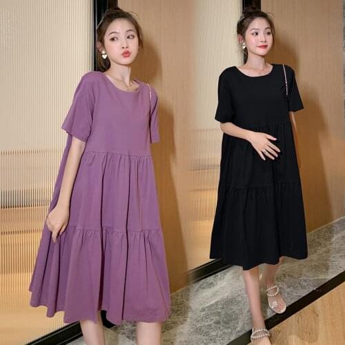 6657# Maternity Clothes Summer Cotton plus Size Short Sleeve Loose Stylish Dress for Pregnant Women Pregnancy Clothes