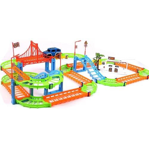 Electricity Track Car Toys Children Educational Assembly Slot Pathway Car Toys DIY Track Car Toys Boy Toys Gray Colorful Railcar