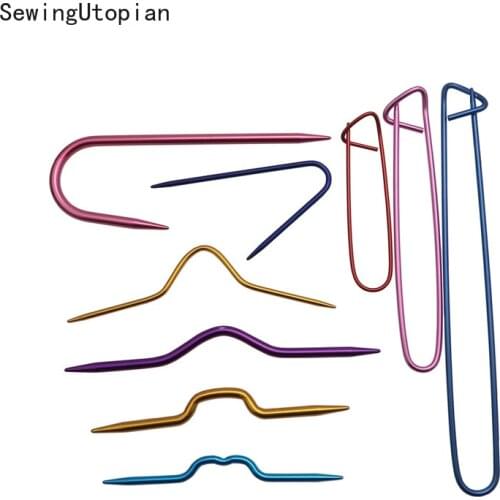 9Pcs/set U Shape Twist Sewing Needles Crochet Hooks Pin Knitting Needles Markers Locking Stitch Seam DIY Knitting Tools