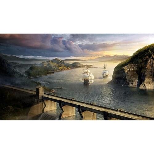 Full Round drill 5D DIY Diamond embroidery Landscape Sailboat Diamond Painting Cross Stitch Rhinestone Mosaic decoration