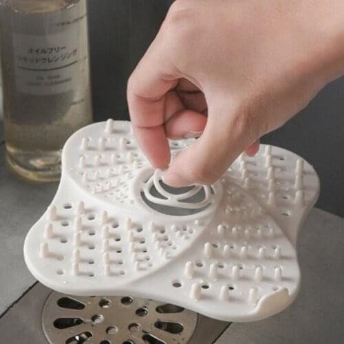 Sink Hair Anti-blocking Filter With Small particles Soft Deodorant Cover With Suction Cup Silicone Floor Drain Cover For Kitchen